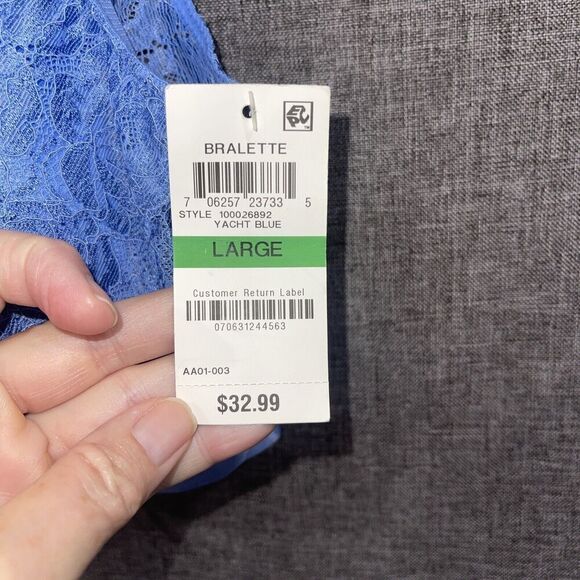 INC SZ LARGE Blue Bralette Lace Cami Wireless Baby Doll Flutter Sleeve NEW $33 - Picture 3 of 9